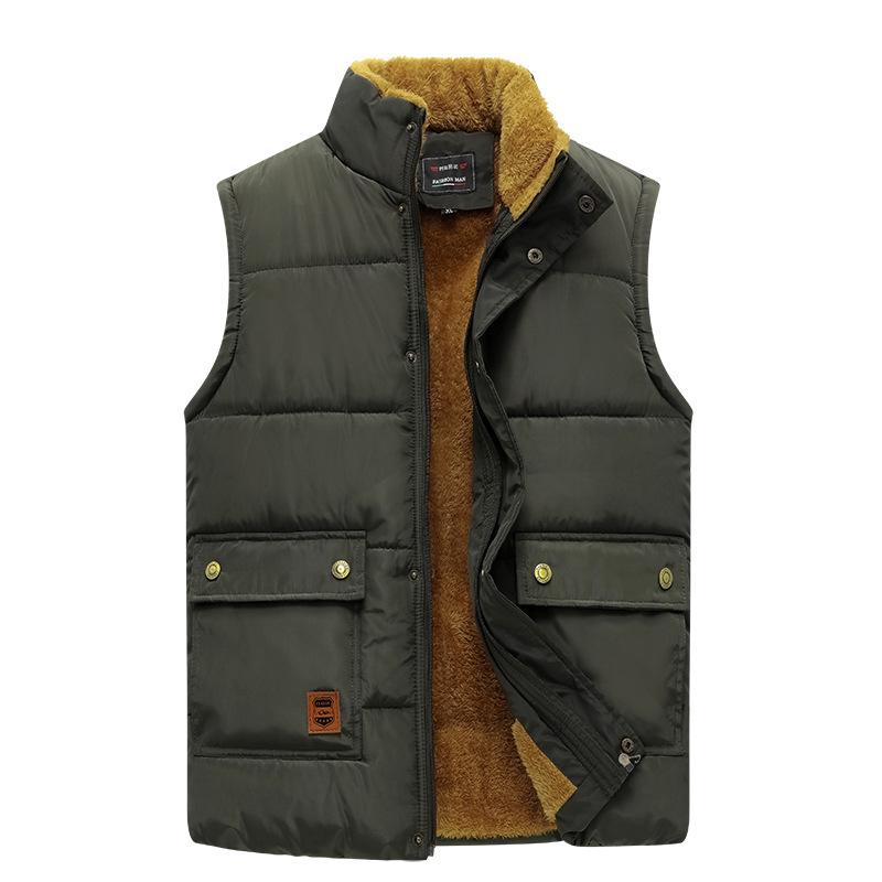 

Men's Vests Winter Men Vest Fleece Thick Warm Waistcoat Outerwear Casual Thermal Soft Windbreaker Sleeveless Jackets ClothingMen's, Black 002