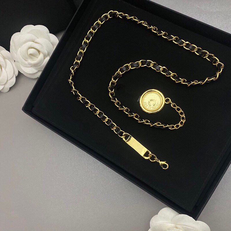 

Women Chains Belts Fashion Designers Belt Link Luxury Waist Chain Womens Golden Alloy Dress Accessories Waistband Girdle Belts, Gold