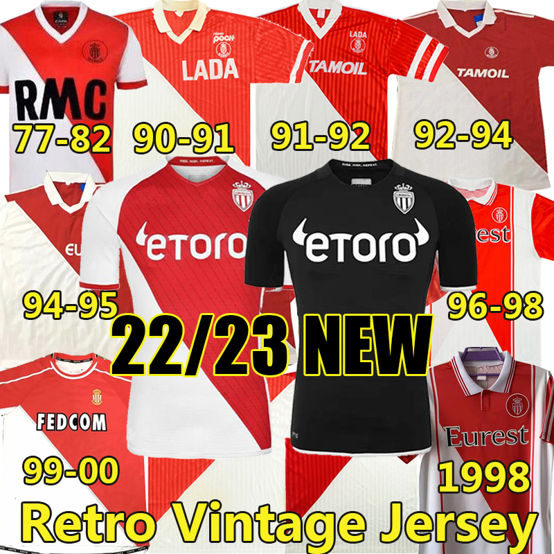 

82 90 91 92 94 95 96 97 Retro Version Soccer Jerseys 22/23 Monaco Collector's Tuybens 1998-2000 Dalger Vintage AS BEN YEDDER JOVETIC GOLOVIN Flocage JORGE Football Shirt, 21-22 away