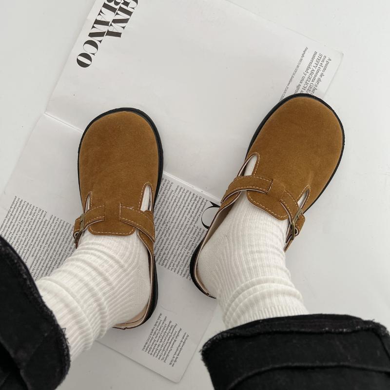 

Slippers Women Faux Suede Flat Cork Mules Clog Non Slip Sole Buckle Strap Slides Ladies Outdoor Casual Beach Gladiator Shoes, Gray