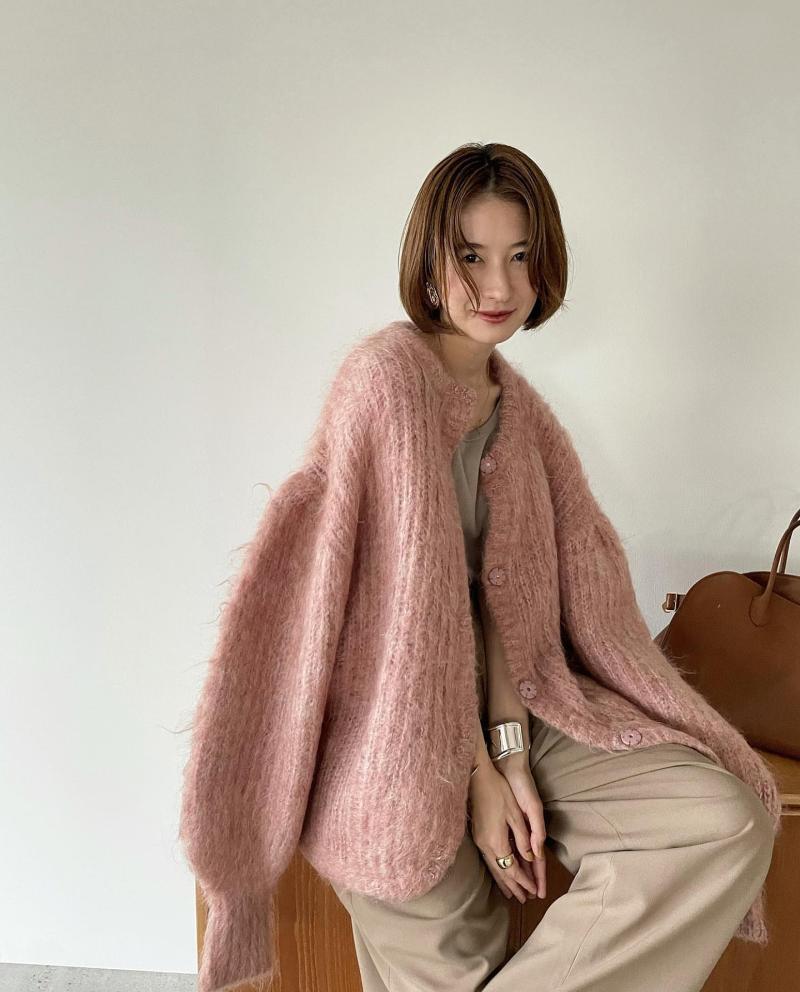 

Women's Knits & Tees Women Mohair Sweater High Quality Autumn Winter Japanese Wool Loose Elegant Knitting Cardigan Arrive, White