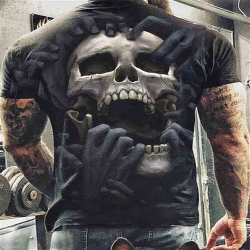 

Fashion Summer Horror Skull 3D Print Men's T-Shirt O-Neck Short Sve Casual Breathable Oversized Male T Shirt Top Men Clothing, Zjm1-1620