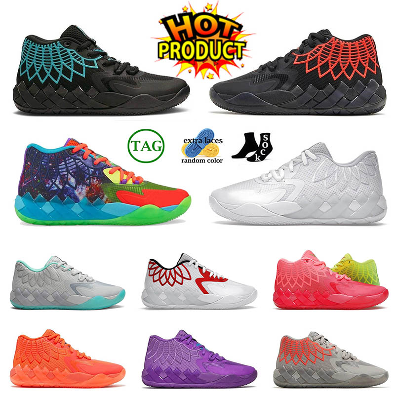 

Top Fashion LaMelo Ball MB.01 Basketball Shoes Mens Rick and Morty Black Blast Buzz City Be You Queen City White Silver Womens Sneakers Trainers Size 12, Color#7 rock ridge red
