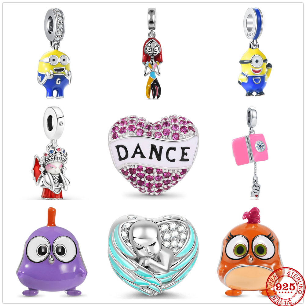 Breloque en argent Sterling 925, oiseau, perles de danse Facebook, adaptées aux bracelets Pandora, accessoires de bijouterie à faire soi-même