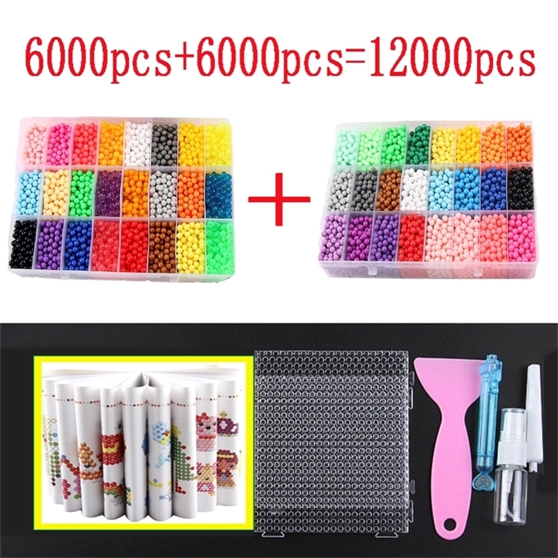 

12000pcs 30 Colors Refill Beads Puzzle Crystal DIY Water Spray Set Ball Games 3D Handmade Magic Toys For Children 220608