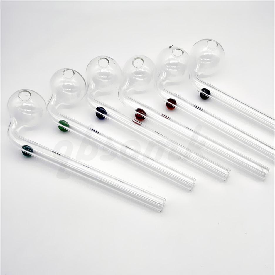 

QBsomk 14cm Curved glass pipes Glass Oil Burners Pipes with Different Colored Balancer Water Pipe smoking pipes178Z