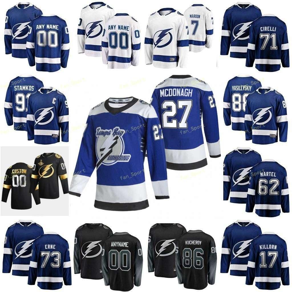 

Tampa Bay Lightning Reverse Retro Sergachev Mikhail Stamkos Steven Stephens Mitchell Vasilevskiy Andrei Volkov Alexander Custom Stitched, Mens black alternate
