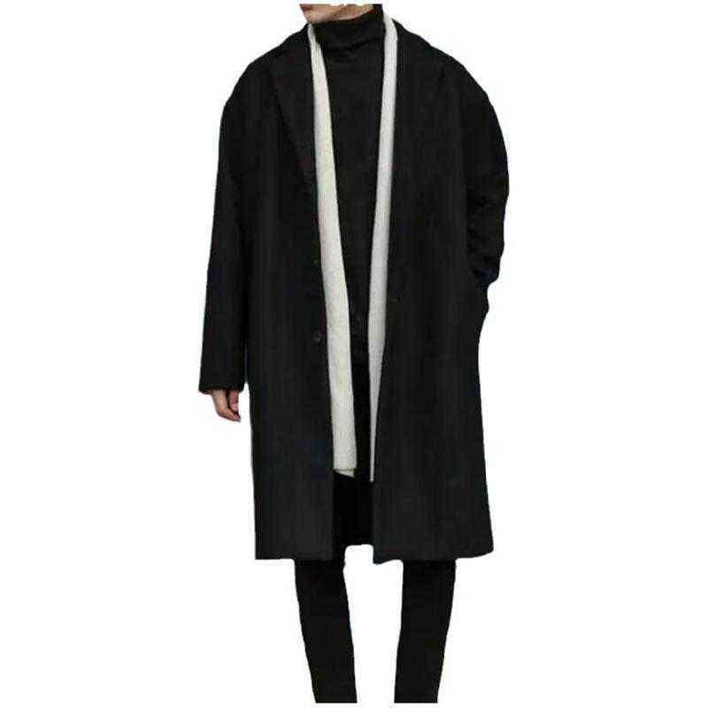 Hommes Laine Mélanges Automne Et Hiver Manteau De Laine Mi-long Coupe-Vent Lâche Velours Épaississement Rue Mode Veste Décontractée T220810