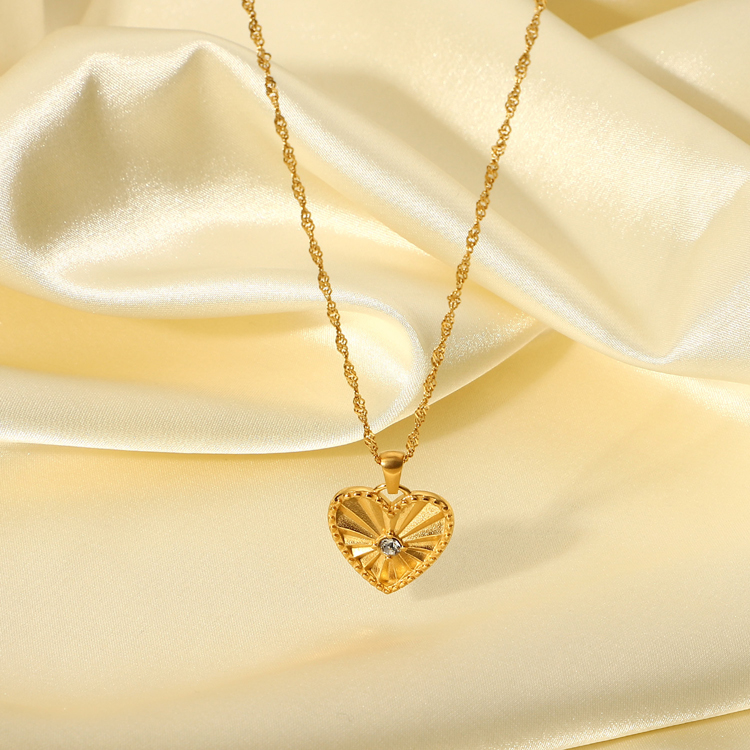2022 New Refraction Zircon 18k Gold Necklace Faceted Pendant Heart Pendant Necklaces JDN20952-image-768931809