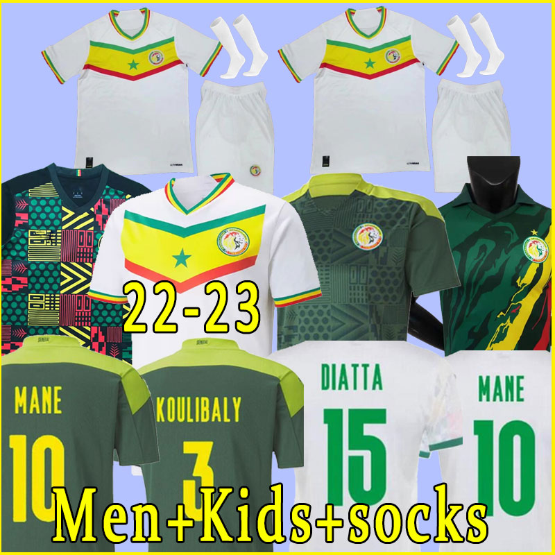 

2021 2022 2023 Senegal soccer jerseys national football MANE KOULIBALY GUEYE KOUYATE SARR homme Maillot de foot football Uniforms 22 23 fAN PLAYER VERSION FULL KIT, Away+patch