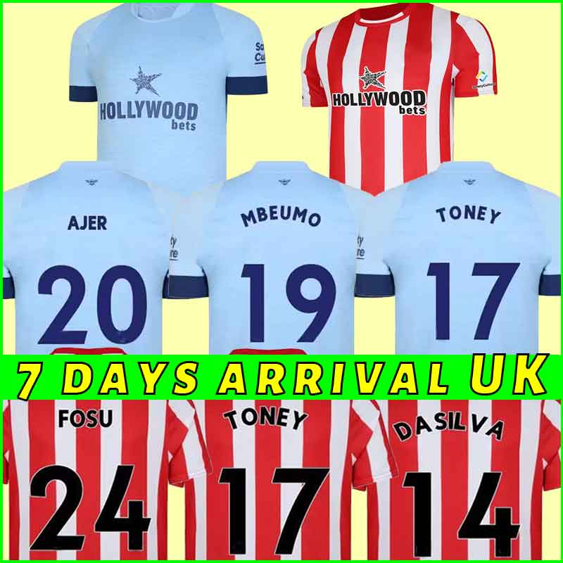 

22 23 Brentfords Soccer JerseyS Henry Canos Jensen Forss Wissa Thompson Pinnock Toney football shirt Jansson Mbeumo Ajer Jorgensen, Home