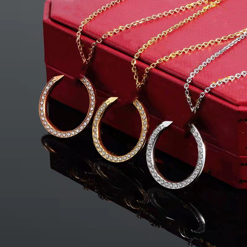 

Love Necklaces womens Jewelry titanium steel single nail necklace European and American fashion street hip hop casual couple Classic gold Silver