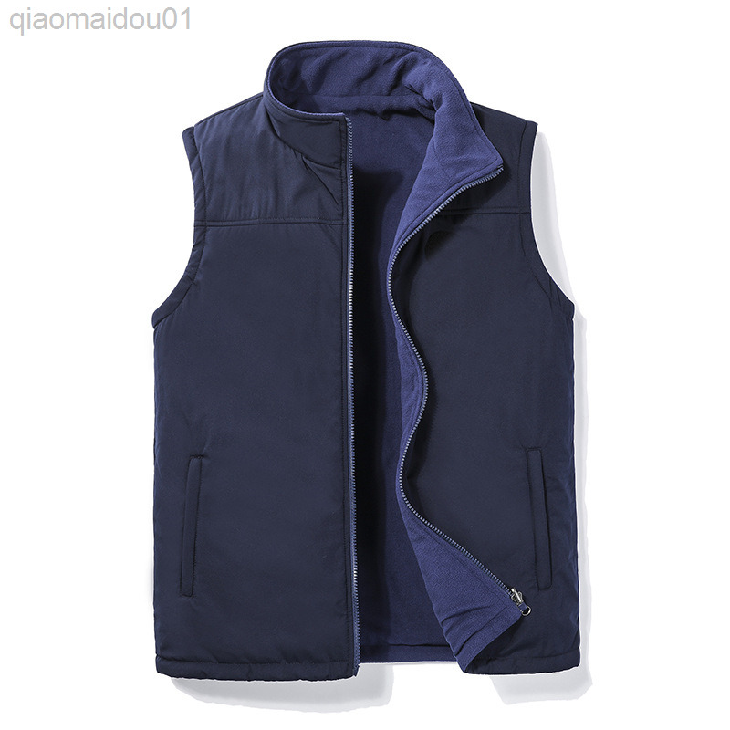 

Polar Fleece Fabric Double Sided Vest Men Autumn Winter Outdoor Sportswear Sleeveless Jacket Oversize Boy Waistcoat 4xl 5xl L220726, Navy