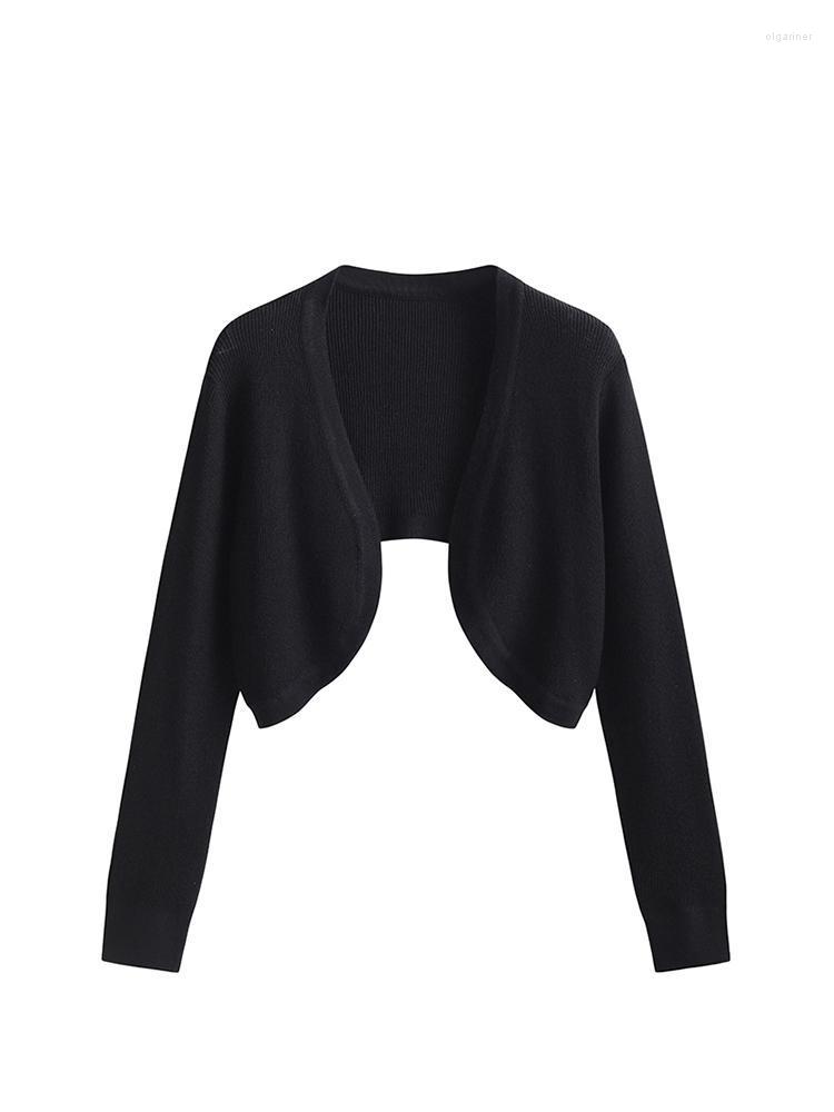 

Women's Knits & Tees Women Autumn Sweater Cardigans Casual V Neck Solid Color Long Sleeve Female Elegant Chic Thin OuterwearWomen's Olga22, Black