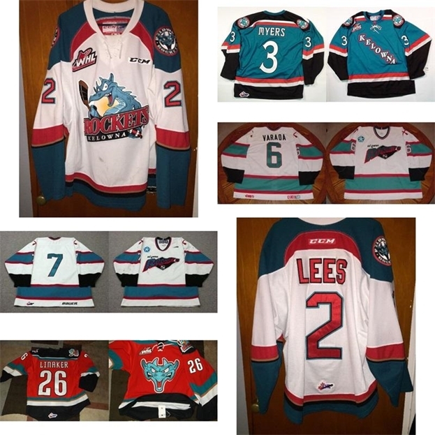 

Nik1 New Mens Womens Kids WHL Kelowna Hockey 3 Tyler Myers 2 Jesse Lees 6 Vaclav Varada 7 Nobr Ice Hockey Jerseys Goalit Cut, Custom any name&no.-white3