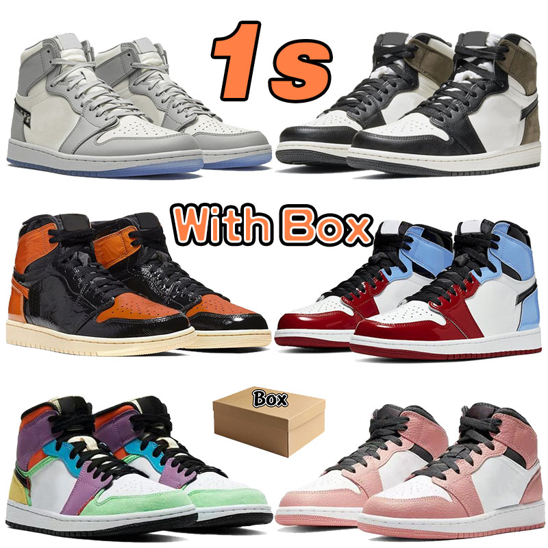 

With Box 1 1s mens basketball shoes Dark Marina blue Mocha patent bred Brotherhood silver toe black white Rust Pink mid light smoke grey, 19 satin black toe
