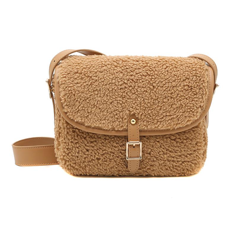 

Evening Bags 2022 Lambswool Winter Spring Women Shoulder Bag Plush Warm Flap For Solid Color Female Crossbody Messenger, Black