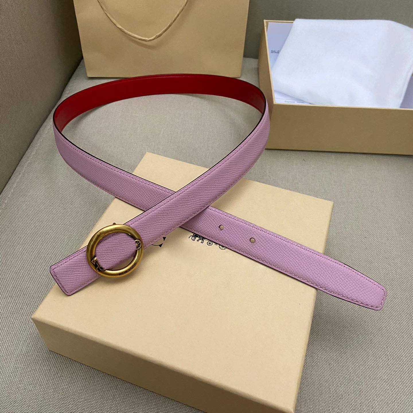 

2.5cm classic belts for women designer with top cowhide pink white ceinture horse-drawn leather buckle belt, Customize