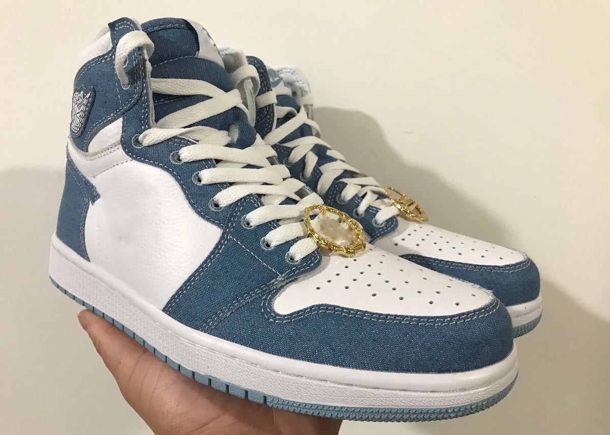 

Shoes Release Authentic 1 High OG WMNS Denim White Worn Blue Metallic Gold Men Women Outdoor Sports Sneakers Original