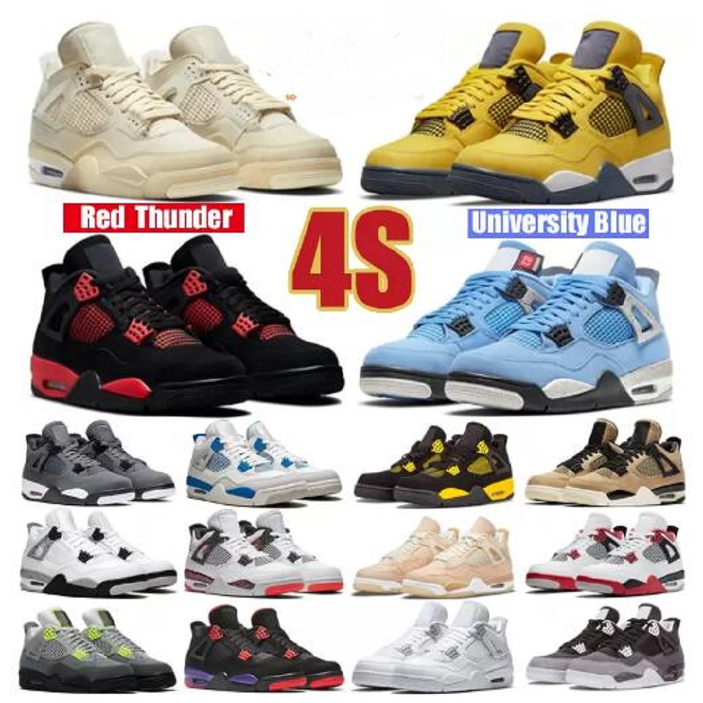 

Jumpman 4s High 4 Basketball Shoes Shoe University Blue white oreo red thunder black cat cool grey tour yellow noir Guava Ice mens women sports sneakers, # 48