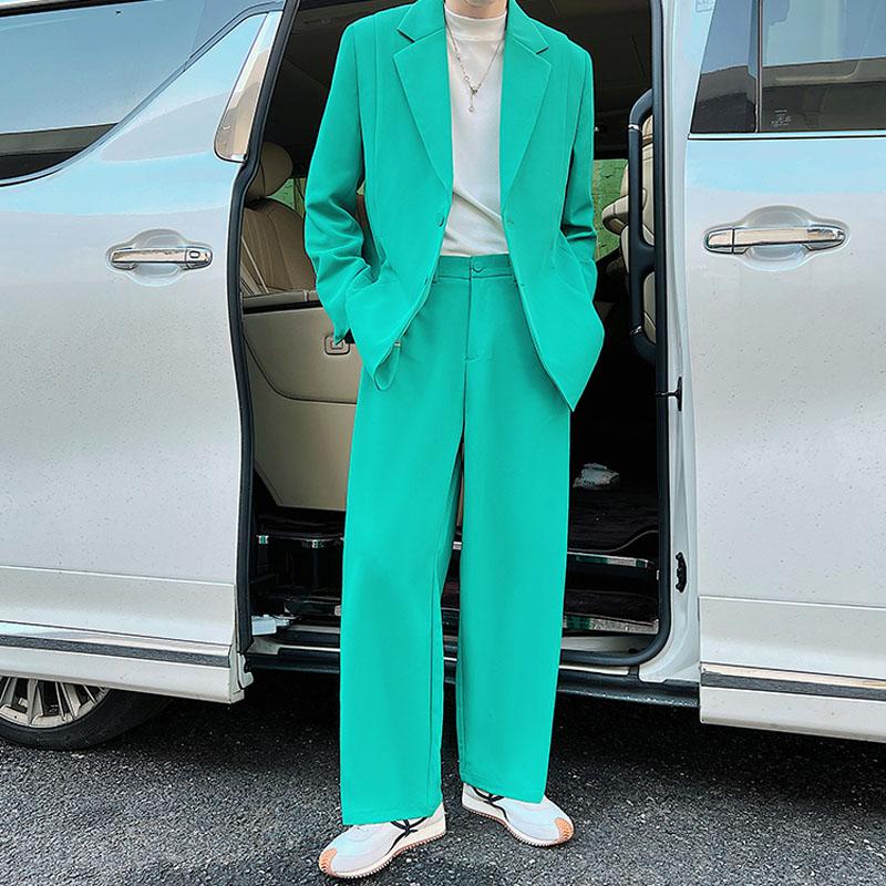 Costumes pour hommes Blazers Hommes 2pcs Ensembles Blazer Pantalon Japon Coréen Streetwear Vintage Mode Commute Robe Costume Veste Mâle Manteau P
