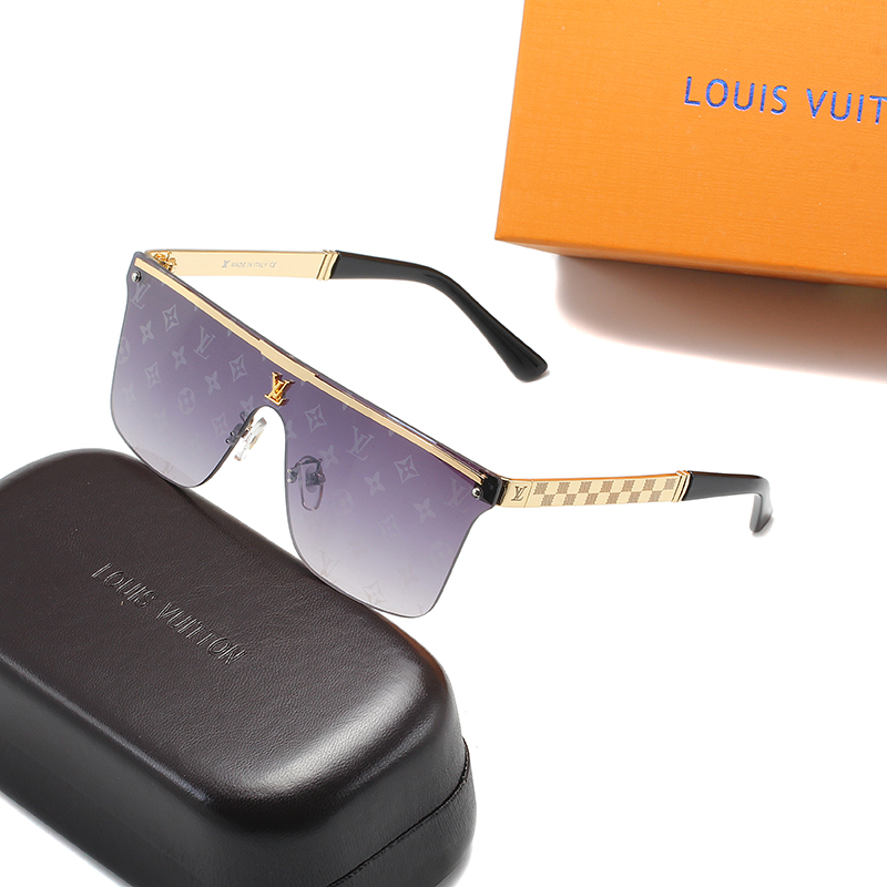 Lunettes de soleil Fashion Lunettes de soleil Designer Mens Brown Cas bruns Black Metal Frame Lences
