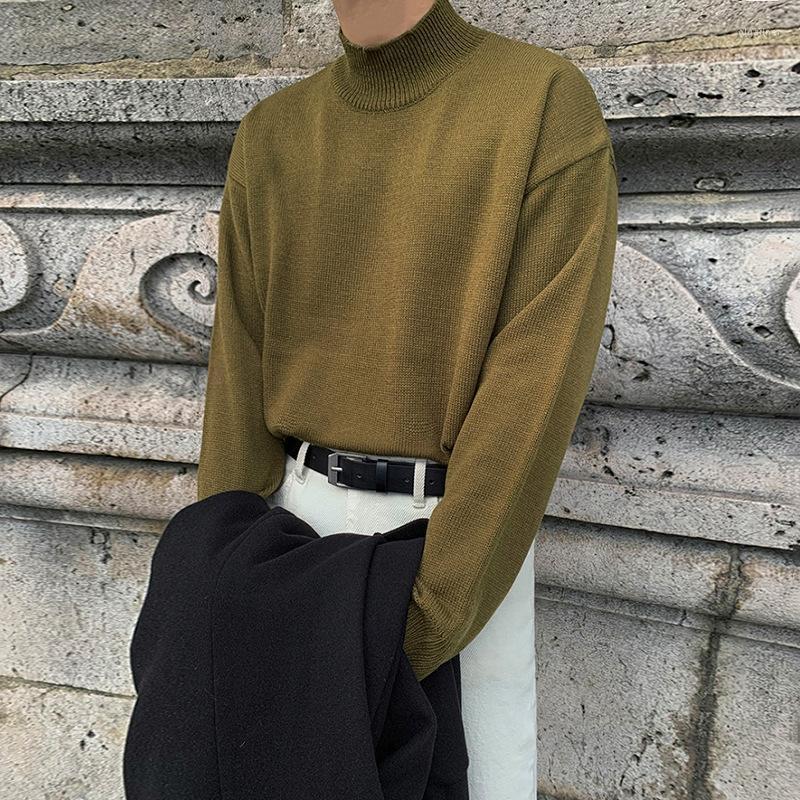 

Men's Sweaters Winter Comfortable Bottoming Shirt Solid Color Half High Neck Korean Style Men's Sweater Loose Hedging Warm Casual Sweate, White