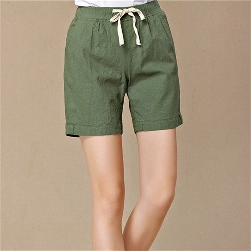 

Women Summer Streetwear Casual Gray Drawstring Running Gym Sports summer shorts Black color Y200403, Green