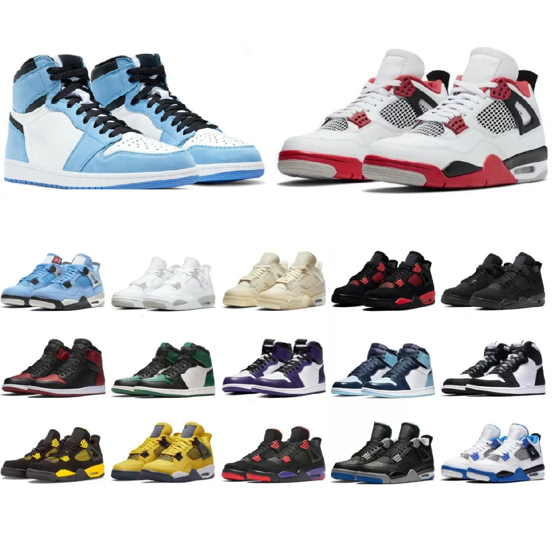 

Top Fashion Men Women Jumpman 1s 4s Basketball Shoes High OG Fragment Design x 1 4 Dark Mocha North Carolina UFC Blue Smoke Grey Obsidian Sports designer Sneakers visp, 47
