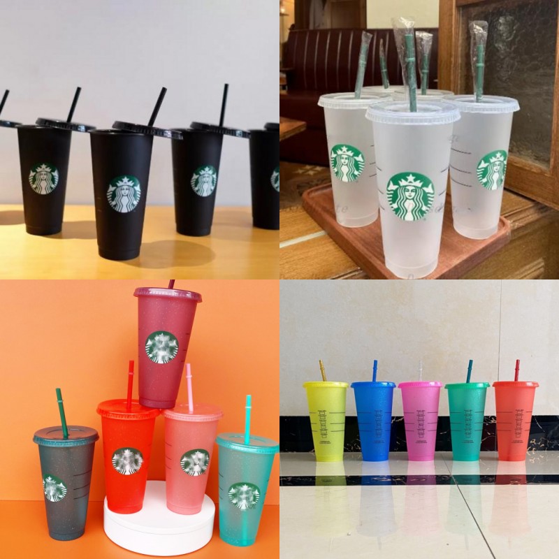 

Mermaid starbucks tumbler Mugs cup 24 oz 710ml tumblers plastic reusable black transparent coffee flat straw column cover bdian dhl 5pcs mup milk teacup 618 E3, Select the color or