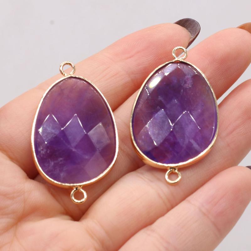 

Charms Natural Semi-precious Stone Pendant Connector Amethyst DIY Jewelry Making Necklace Bracelet GiftCharms