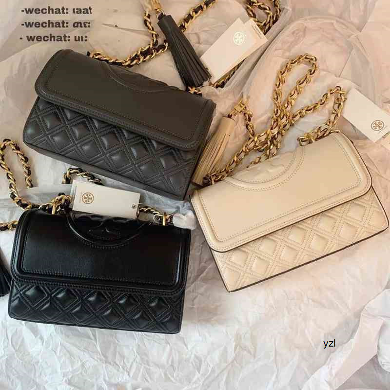 

Torys s Burchs Sheepskin Embroidered Thread Lingge Chain Bag Messenger High Messenger Totes Wallets Yzl, White