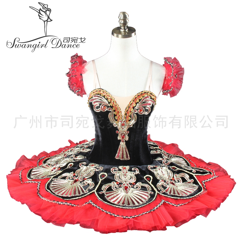 

Harlequinade Black Red La Esmeralda Nutcracker Ballet Tutu Kids Women Professional Tutu Stage Costume Pancake BT9077