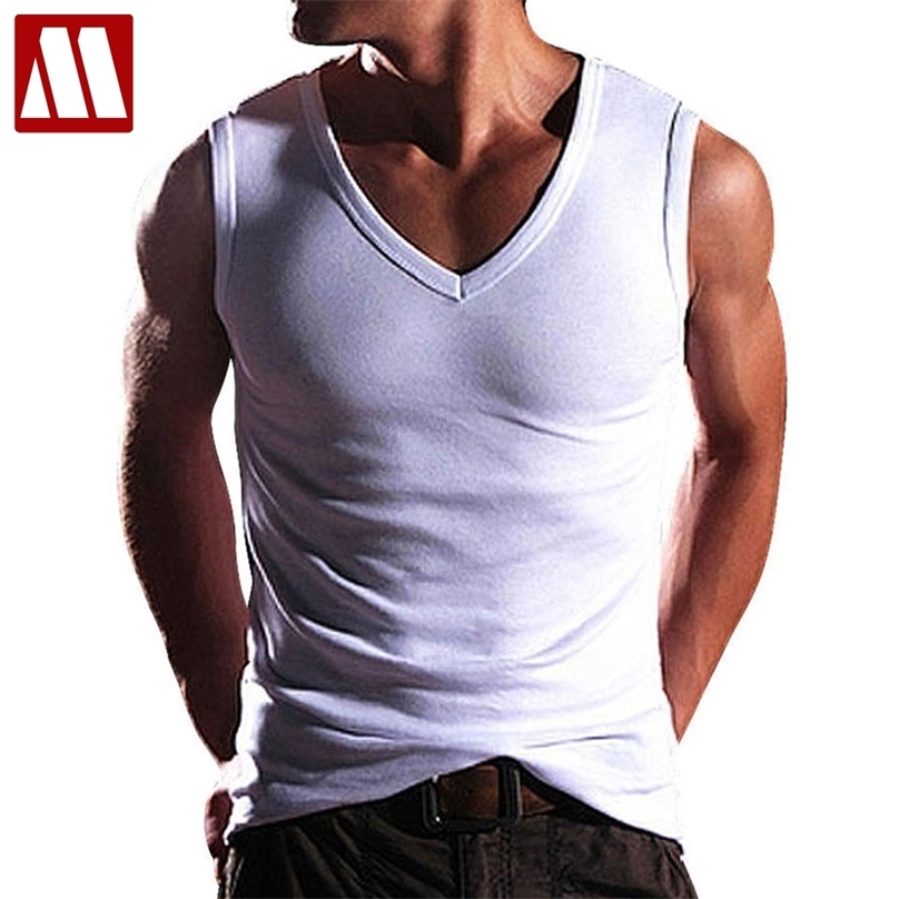 

High Quality Fashion Men's Summer Clothing Robust Body Slimming Cotton Undershirt Shaper Vest Man's Muscle Tank Tops 220418, V neck white