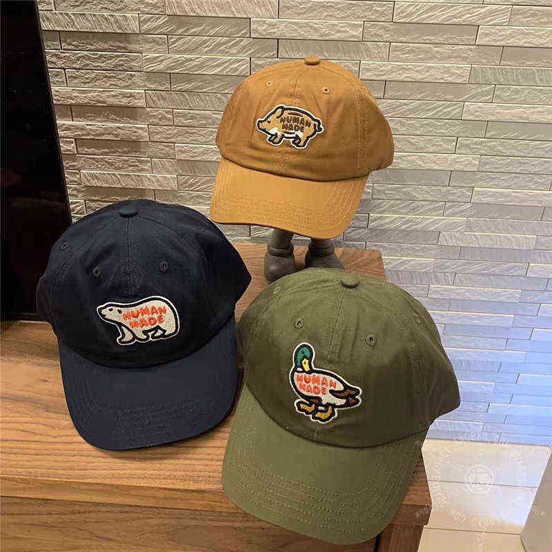 

Polar bear Embroidery HUMAN MADE Baseball Caps Men Women High Quality Hat Skateboard Navy Blue Brown HUMAN MADE Caps T220726