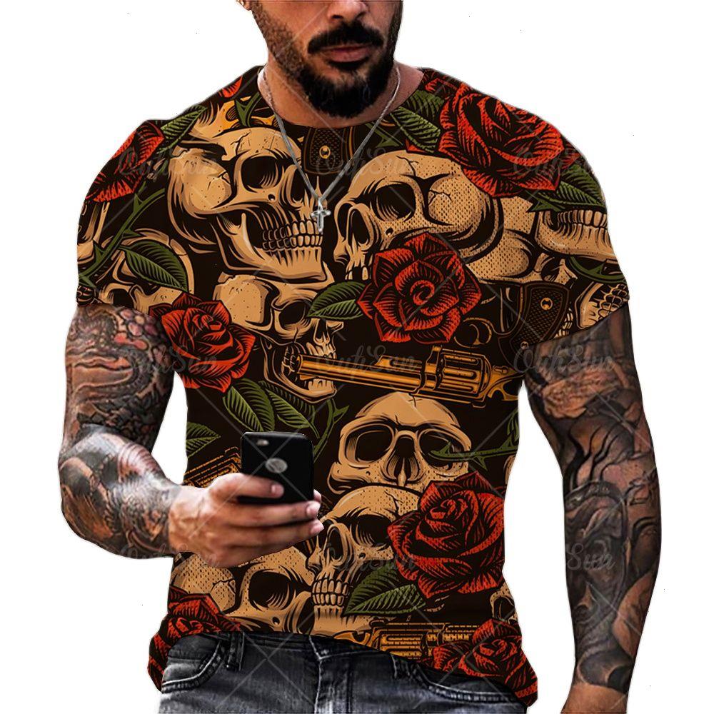 

Fashion Funny Skulls 3d Print Mens T-shirts Summer Round Neck Short Sleeve Oversized T Shirts Men Clothing Loose Tops Tees, Color10