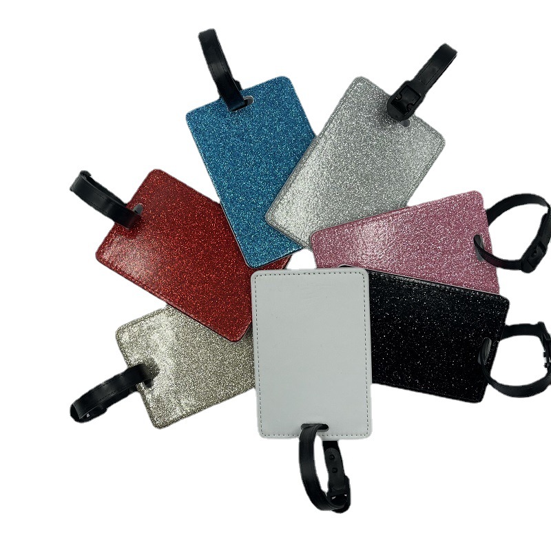 

sublimation luggage tags for suitcases Glitter Blank Travel Tag with Strap Heat Transfer Name ID DIY Card Blanks