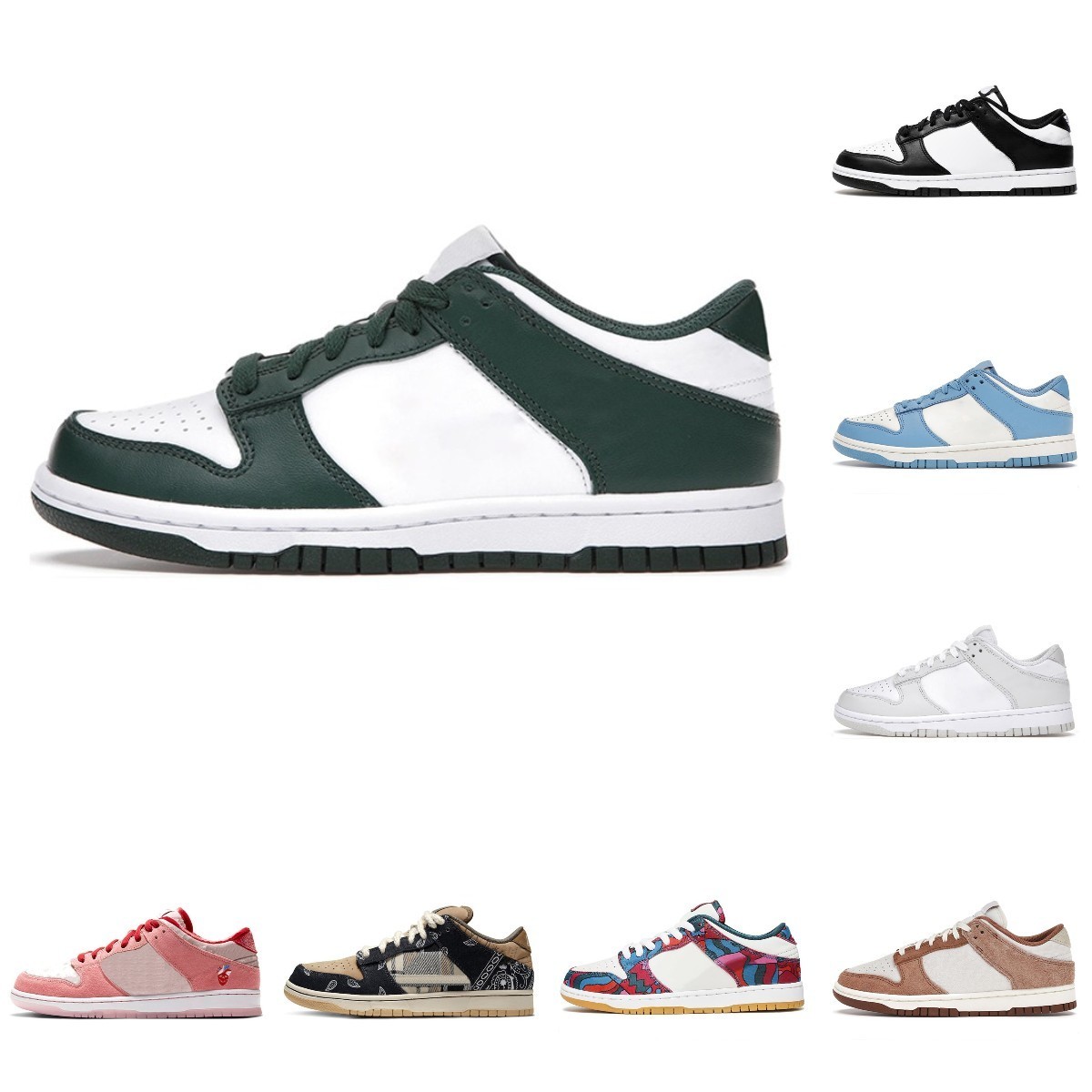 

Top Quality Running Sports Shoes Mens Women DuNkSB Black White UNC Photon Dust Team Green Sean Cliver Parra Sail Heineken Designer Panda Pigeon Trainers Sneakers, Please contact us