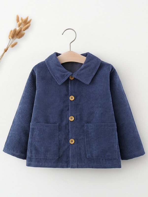 

Toddler Boys Pocket Patched Corduroy Coat SHE, Navy blue