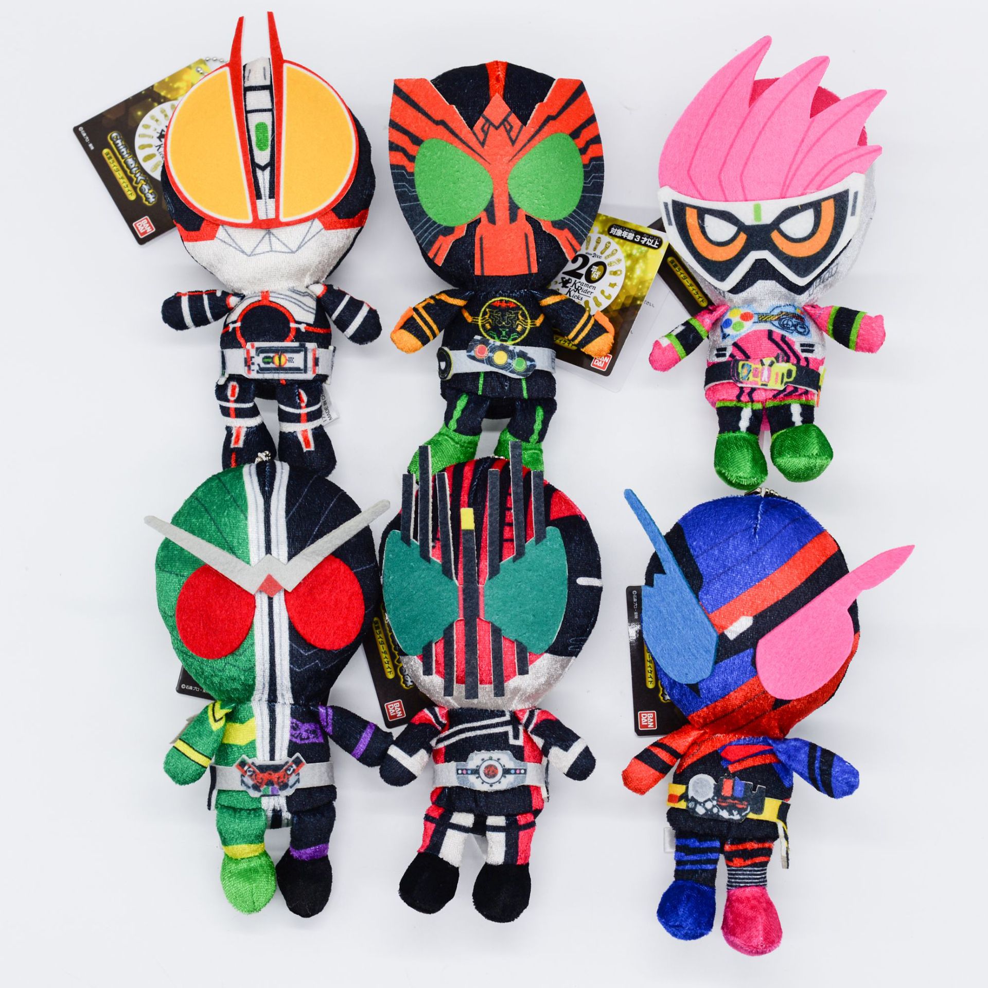 

2022 Stuffed Animals Wholesale 18cm Japanese Heisei Kamen Rider 20 years plush toy souvenir doll bag pendant sitting position pendant support for custom, As shown