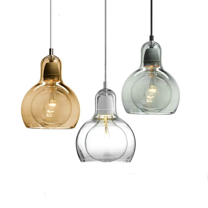 

Pendant Lamps Modern Lights Clear Glass Lampshade Loft E27 220V For Dinning Room Home Decoration Lighting Amber