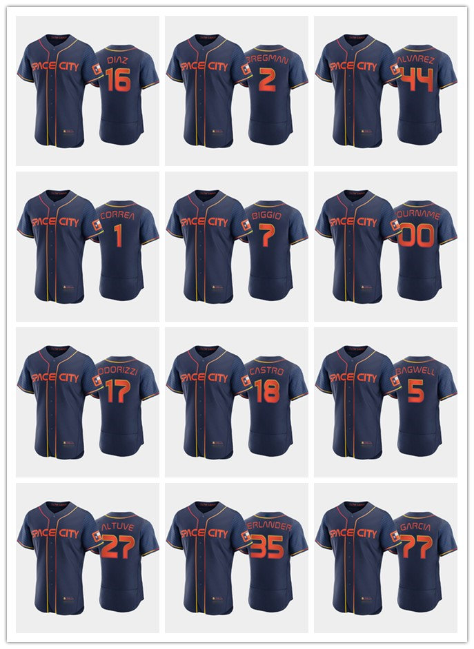 

Baseball Jersey Yordan alvarez Carlos Correa Justin Verlander Alex Bregman Jose Altuve Houston''Astros''Men Authentic 2022 City Connect