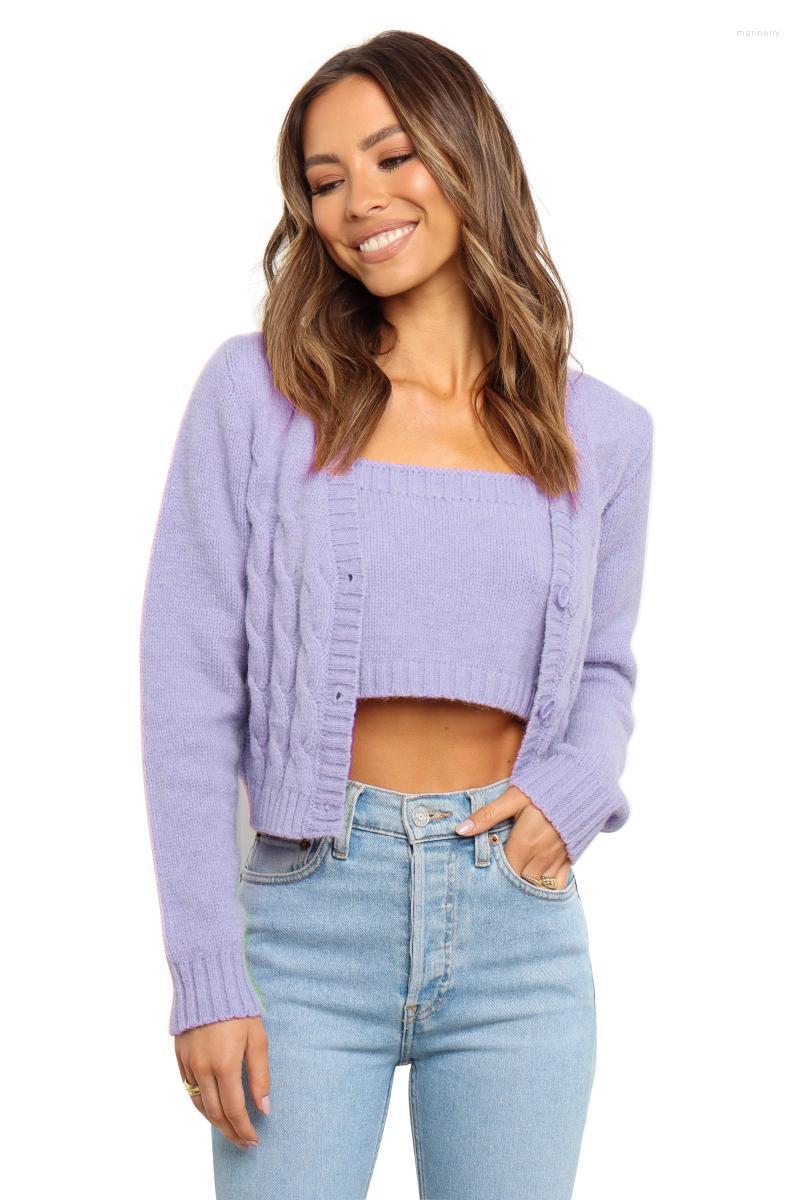 

Women' Knits & Tees GS102 2022 Autumn And Winter European American Fashion Clothing Sweater Vest Knit Cardigan Loose Outer Kit Mari22, Blue