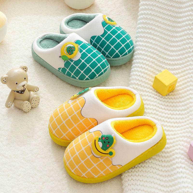 

Slipper Fruit Cartoon Children Cotton Slippers Warm Non-Slip Fur Slides Autumn Winter Boys Girls Home Indoor Kids Shoes, Pink peach