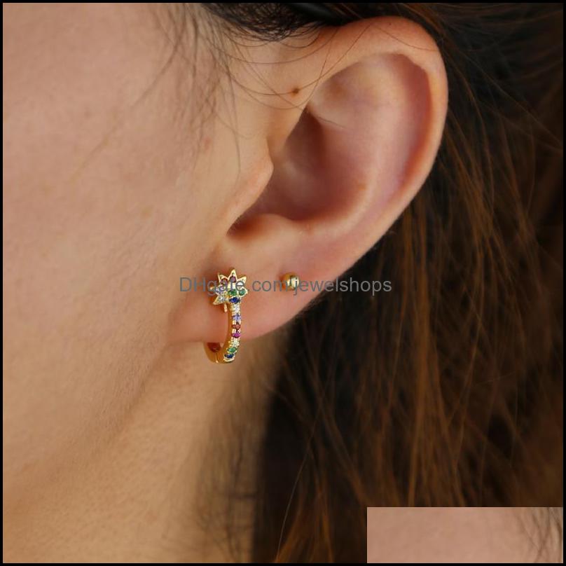 

Gold Color Micro Pave White Rainbow Cz Minimal Summer Jewelry New Small Hoop Earring Drop Delivery 2021 Hie Earrings P495L