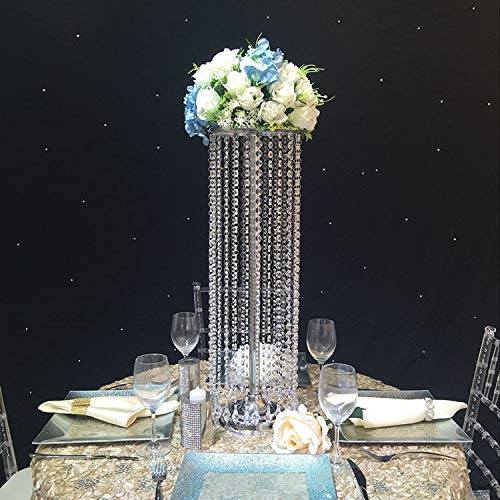 

70cm luxury fashion crystal table centerpiece decoration flower vase for decorating wedding flowers candle decoration metal stand walkway aisle decor, Silver