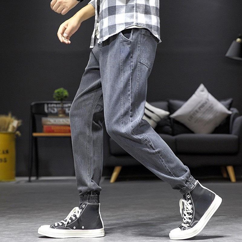 

Men's Jeans Casual Elastic Band Stretch Loose Nine-Point Harem Pants, Black