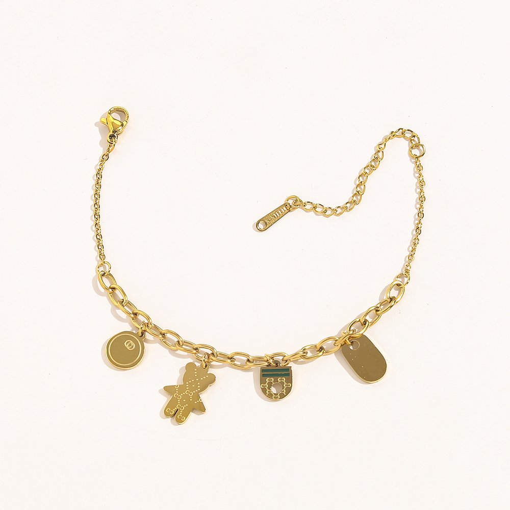 

New Style Stainless Steel Bracelets Womens Bangle 18K Gold Plated Lovers Gift Letter Pendant Wristband Cuff Chains Wedding Jewelry Wholesale ZG1578