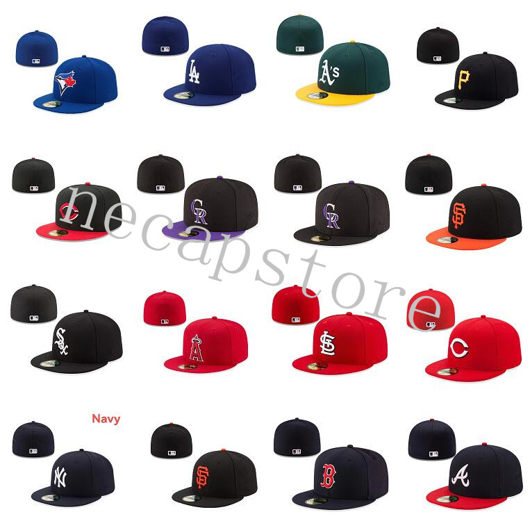 

Wholesale Good Quality Letter A B D SD SD T W Naby Red Black Color All Team Baseball Fitted Hats football Men's Full Closed Flat Visor Cap Bone Size Mix Order IS OK