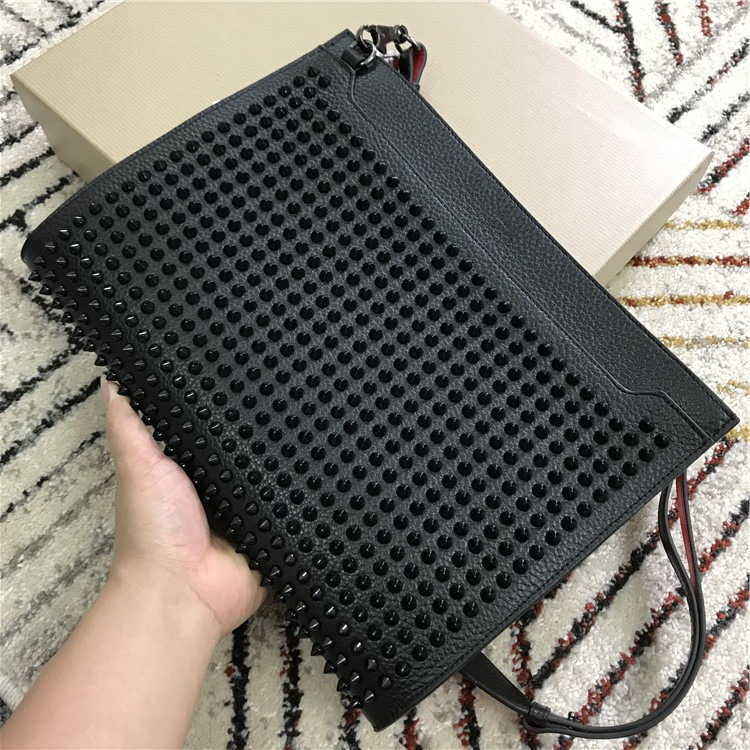 

2022 new Women Fashion Shoulder Bag Rivets Purses Men High Quality Spike Clutch Genuine Leather Studs Rivets Messenger Bags, Black